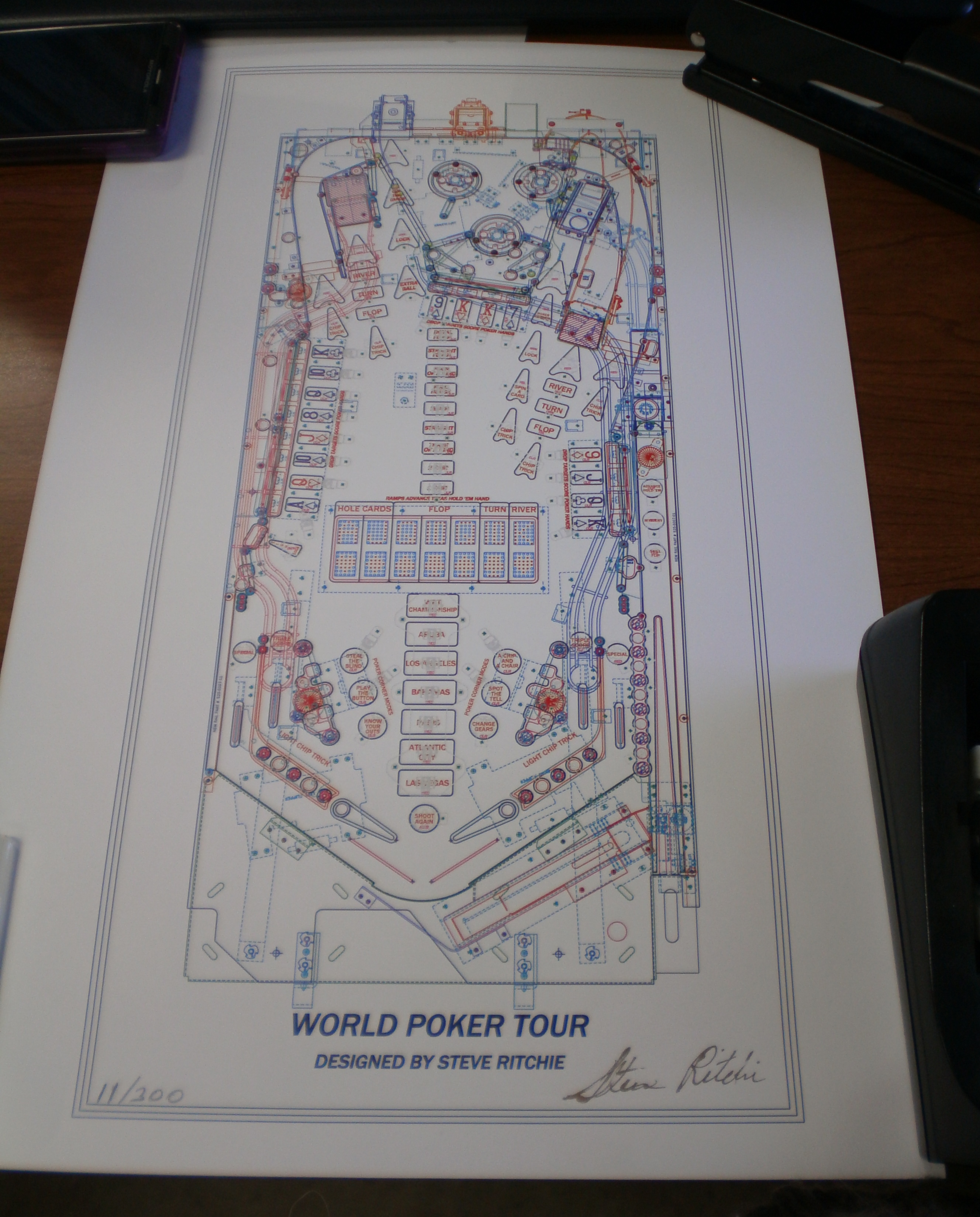 WORLD POKER TOUR Pinball Machine Game Autocad Blueprint Artwork 11/300