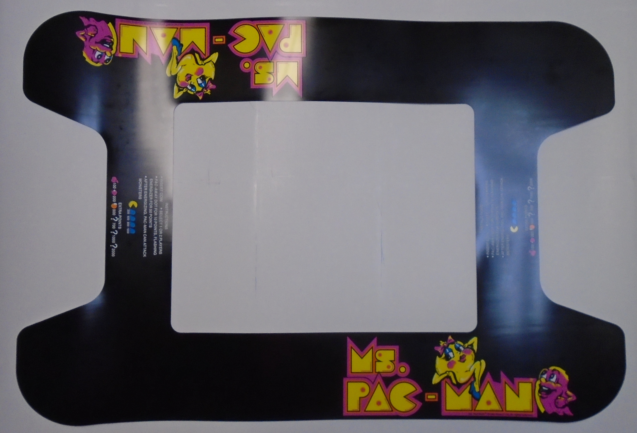 Ms Pacman Video Arcade Game Machine Cocktail Table Overlay