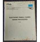 BALLY ELECTRONIC Pinball Games REPAIR PROCEDURES #6615 