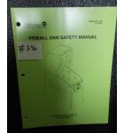 WILLIAMS Pinball Machine Game PINBALL 2000 SAFETY MANUAL #570 for sale 