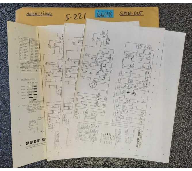 ALLIED SPIN OUT Arcade Game SCHEMATICS #6648