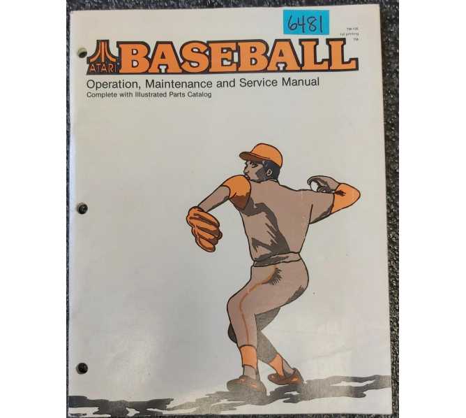 ATARI BASEBALL Arcade Game Operation, Maintenance & Service Manual #6481 