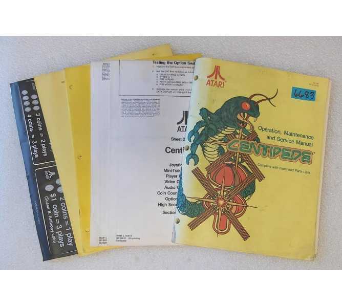 ATARI CENTIPEDE Arcade Game OPERATION, MAINTENANCE & SERVICE MANUAL, SCHEMATICS & DECALS #6683 