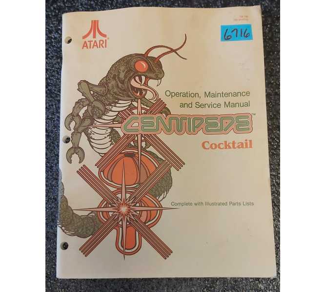 ATARI CENTIPEDE COCKTAIL TABLE Arcade Game OPERATION, MAINTENANCE & SERVICE MANUAL #6716 