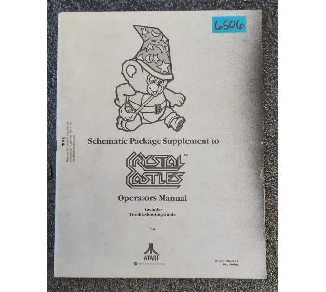 ATARI CRYSTAL CASTLES Arcade Game SCHEMATIC PACKAGE SUPPLEMENT TO OPERATION MANUAL #6506  