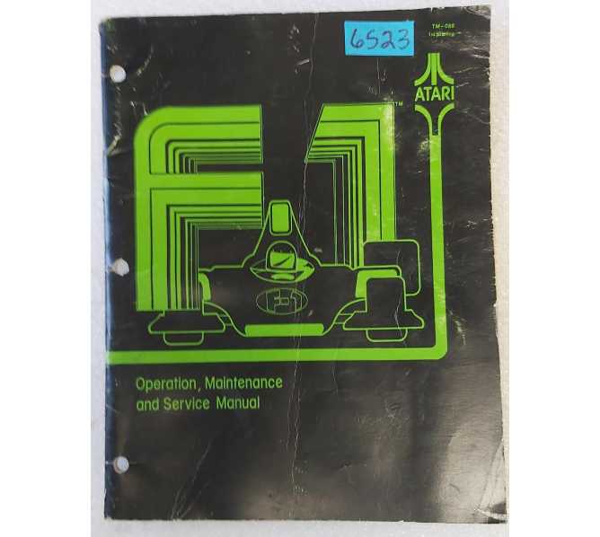 ATARI F-1 Arcade Game Operation, Maintenance and Service Manual #6523 