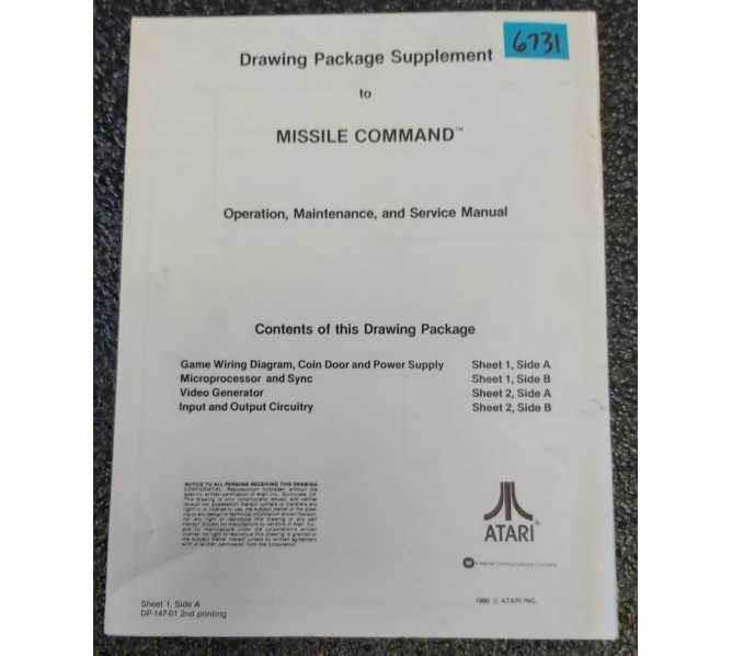 ATARI MISSILE COMMAND Arcade Game SCHEMATICS #6731