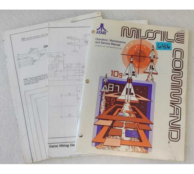 ATARI MISSILE COMMAND Arcade Machine OPERATION, MAINTENENCE and SERICE MANUAL & SCHEMATICS #6416 