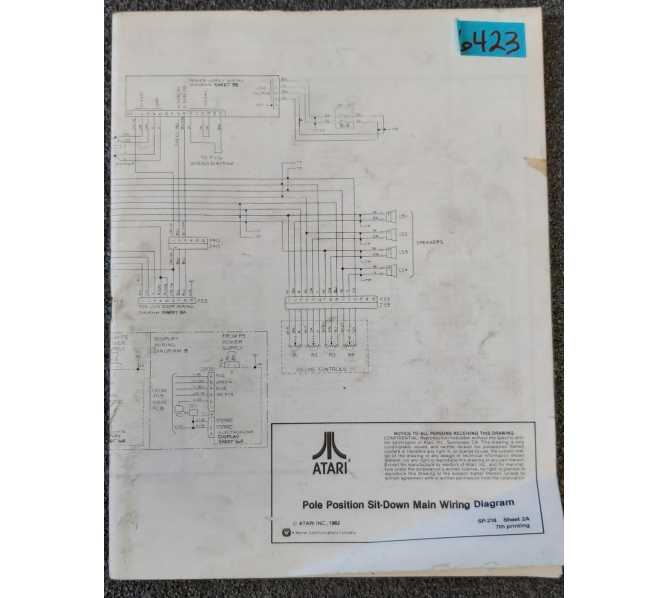 ATARI POLE POSITION Sit-Down Arcade Machine SCHEMATICS #6423 