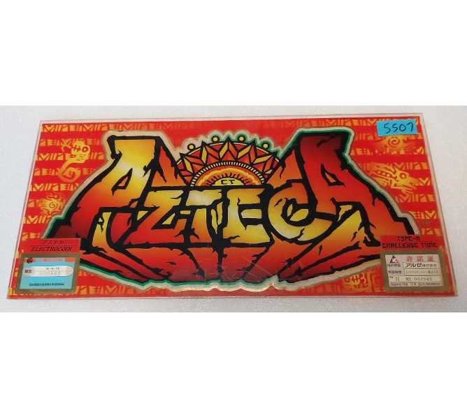 AZTECA Japanese Slot Machine Game Plexiglass Overhead Header #5507 for sale