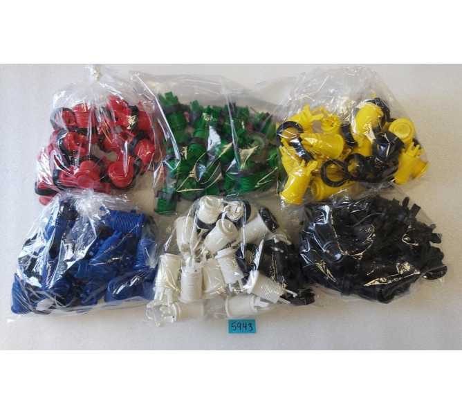 Arcade Push Buttons W New Cherry Switches - Durable Multicade MAME Jamma - Lot of 120 - 20 IN RED, BLUE, GREEN, YELLOW, BLACK & WHITE #5943 