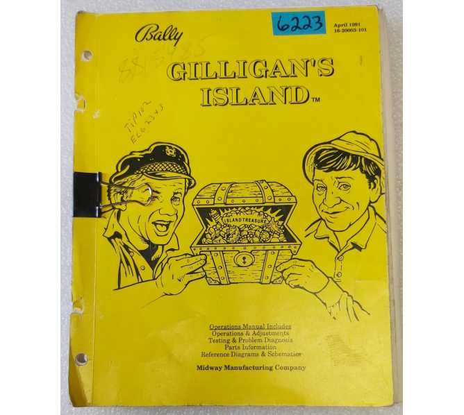 BALLY GILLIGAN'S ISLAND Pinball OPERATIONS MANUAL #6223  