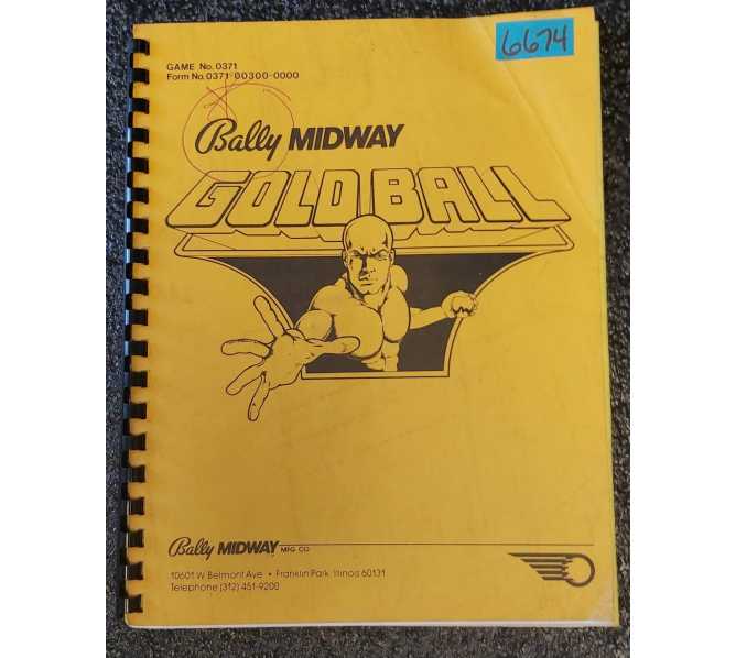 BALLY GOLD BALL Pinball Machine MANUAL #6674 