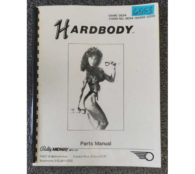 BALLY HARDBODY Pinball Machine PARTS MANUAL #6553 