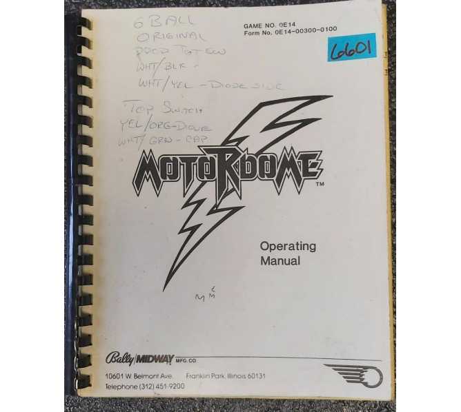 BALLY MOTORDOME Pinball Game OPERATING MANUAL #6601 