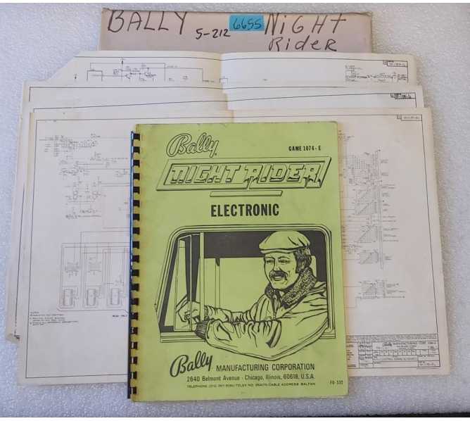 BALLY NIGHT RIDER Pinball Machine MANUAL & SCHEMATICS #6655 