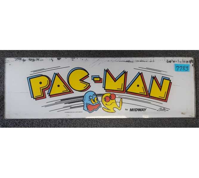 BALLY PAC-MAN Arcade Game Overhead PLEXIGLASS Header #7783 