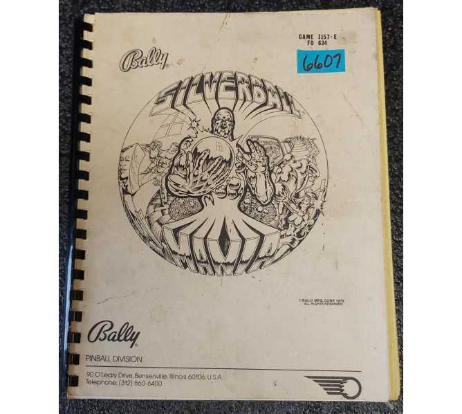 BALLY SILVERBALL Pinball Game MANUAL #6607 