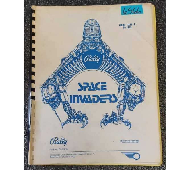 BALLY SPACE INVADERS Pinball Machine MANUAL #6566 