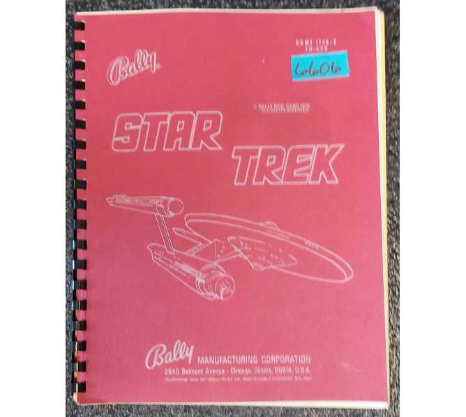 BALLY STAR TREK Pinball Game MANUAL #6606  