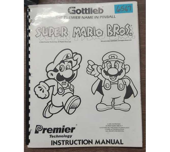 BALLY SUPER MARIO BROS. Pinball Machine INSTRUCTION MANUAL #6567