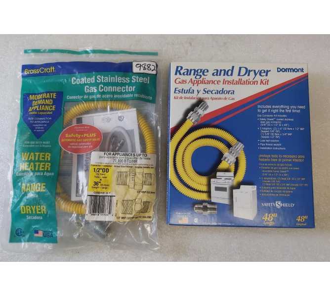 Brasscraft CSSD44E-36P & Dormont DM-1250 Stainless Steel Gas Connector Kits (9882)