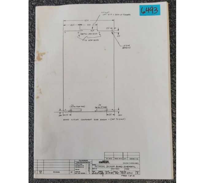 CENTURI AZTARAC Arcade DISPLAY BOARD Schematic #6493 for sale 