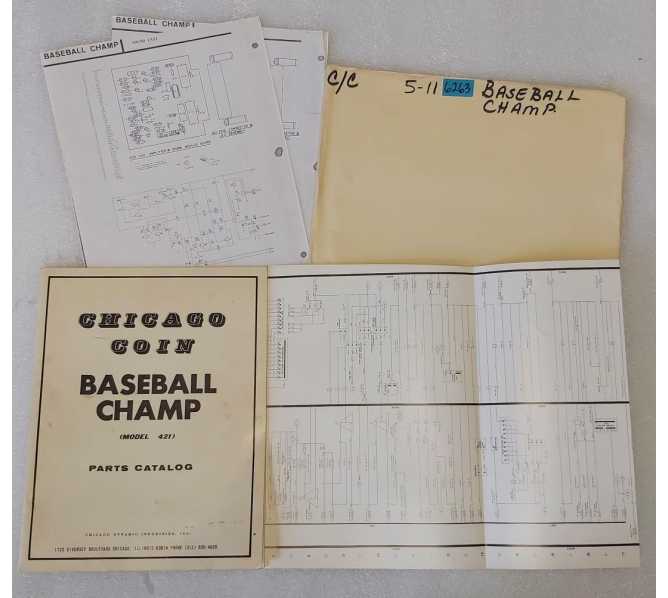 CHICAGO COIN BASEBALL CHAMP Acade Game Parts Catalog & Schematics #6263 