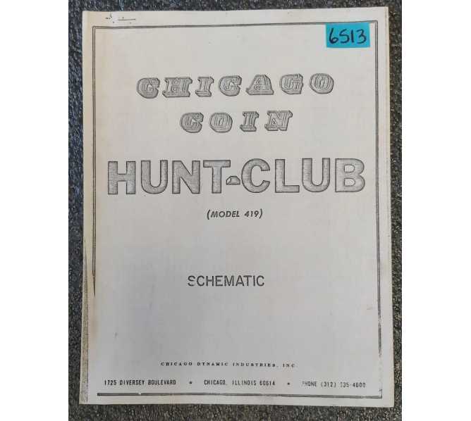 CHICAGO COIN HUNT CLUB Arcade Game SCHEMATIC #6513  