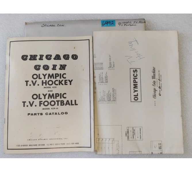 CHICAGO COIN OLYMPIC T.V. HOCKEY & OLYMPIC T.V. FOOTBALL Arcade Machine Parts Catalog & Schematics #6492 for sale 
