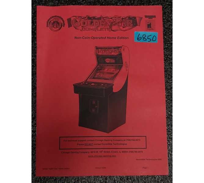 CHICAGO GAMING GOLDEN TEE COMPLETE Arcade Game OWNER'S Manual #6850