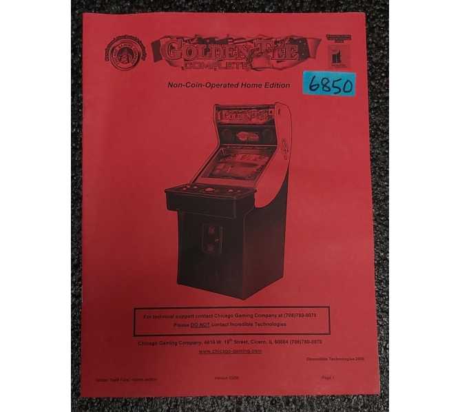 CHICAGO GAMING GOLDEN TEE COMPLETE Arcade Game OWNER'S Manual #6850