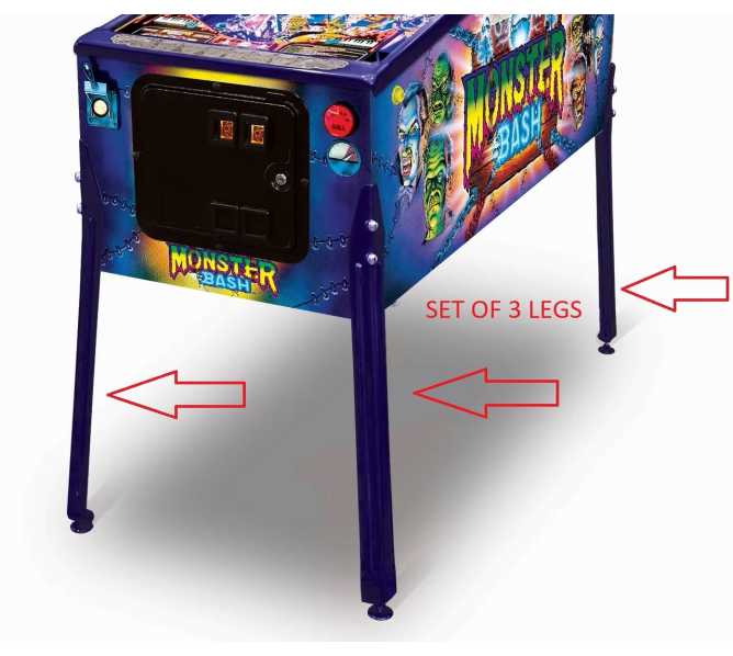 CHICAGO GAMING MONSTER BASH Pinball Machine BLUE LEGS 28½" SET of 3 (6936)