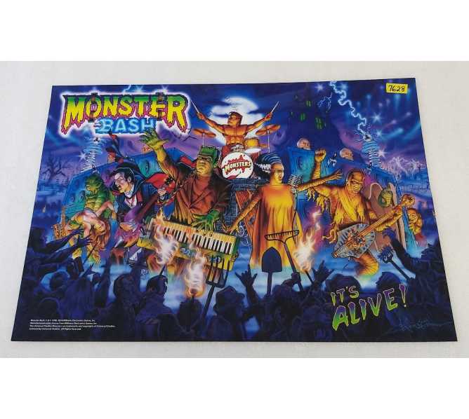 CHICAGO GAMING MONSTER BASH Pinball Machine Translite Backbox Artwork #7628 