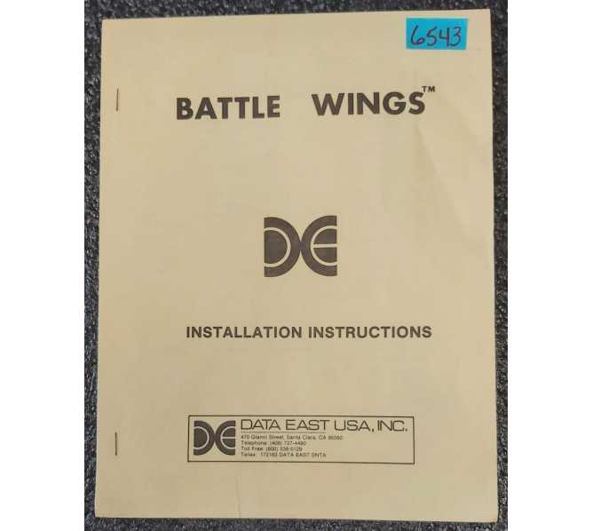 DATA EAST BATTLE WINGS Arcade Game INSTALLATION INSTRUCTIONS #6543 