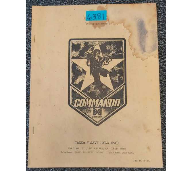 DATA EAST COMMANDO Arcade Game Instruction Manual #6381 