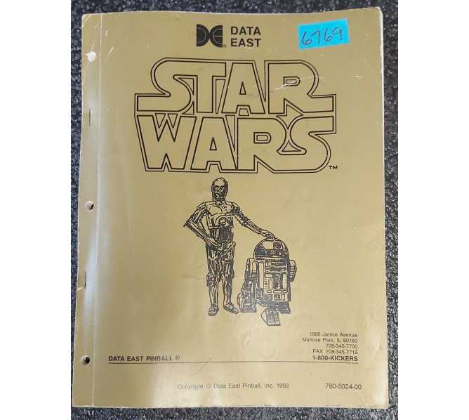 DATA EAST STAR WARS Pinball Machine MANUAL #6769 