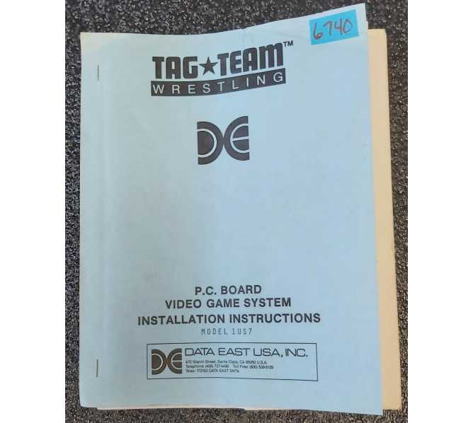 DATA EAST TAG TEAM WRESTLING Arcade Game INSTALLATION INSTRUCTIONS & SCHEMATICS #6740 