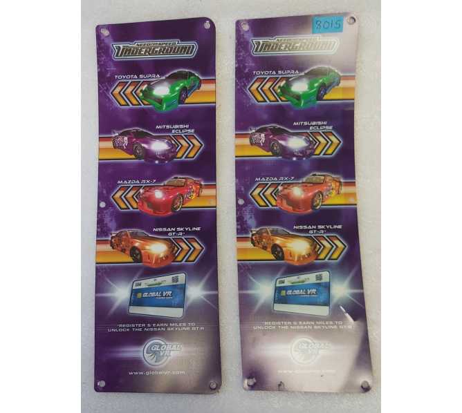 GLOBAL VR NEED FOR SPEED UNDERGROUND Arcade Game LEXAN RIGHT-SIDE MONITOR ARTWORK #8015 