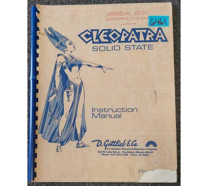 GOTTLIEB CLEOPATRA Pinball Machine INSTRUCTION Manual #6461 