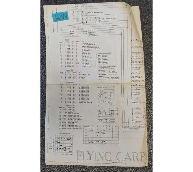 GOTTLIEB FLYING CARPET Pinball Machine SCHEMATICS #6694 