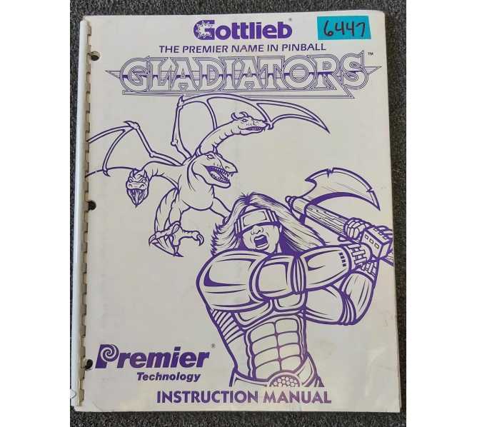 GOTTLIEB GLADIATOR'S Pinball Machine Instruction Manual #6447  