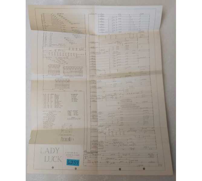 GOTTLIEB LADY LUCK Acade Game Schematic #6257 