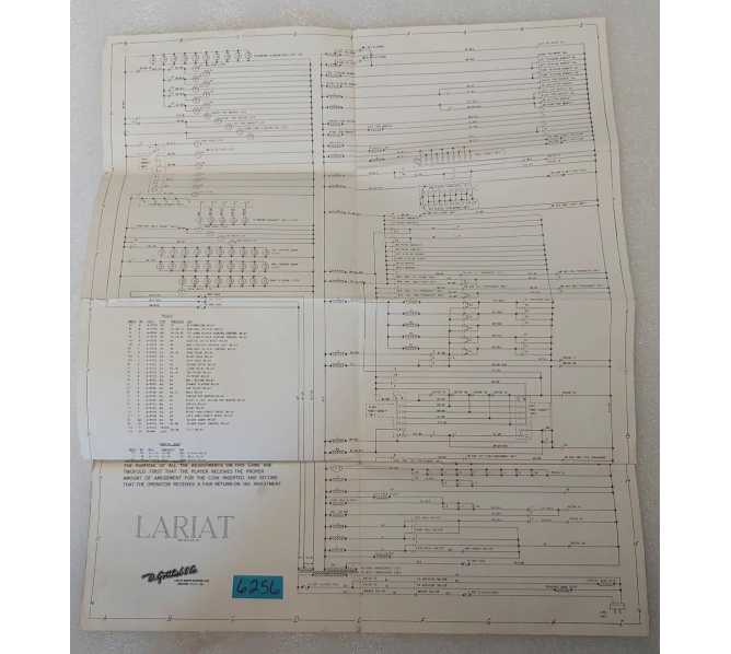 GOTTLIEB LARIAT Arcade Game Schematic #6256 