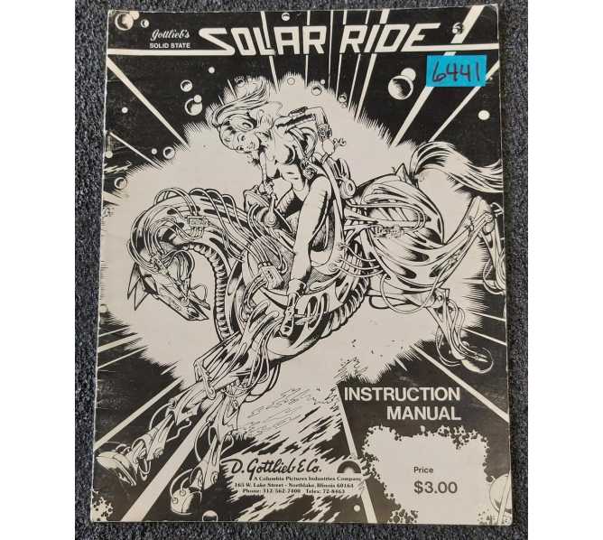 GOTTLIEB SOLAR RIDE Pinball Game INSTRUCTION Manual #6441  