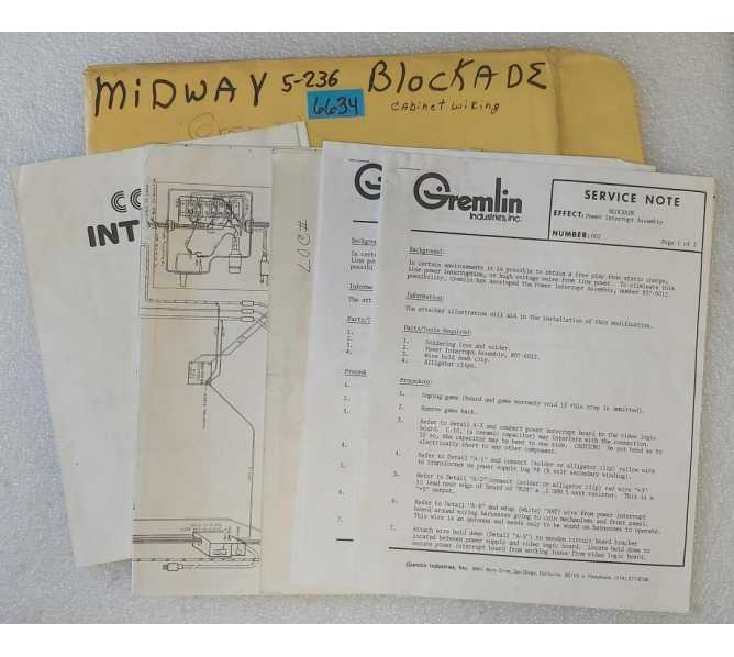 GREMLIN BLOCKADE Arcade Game SCHEMATICS #6634 