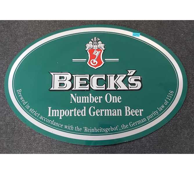 HUGE BECKS NUMBER ONE IMPORTED GERMAN BEER Tin Advertising Sign #8291