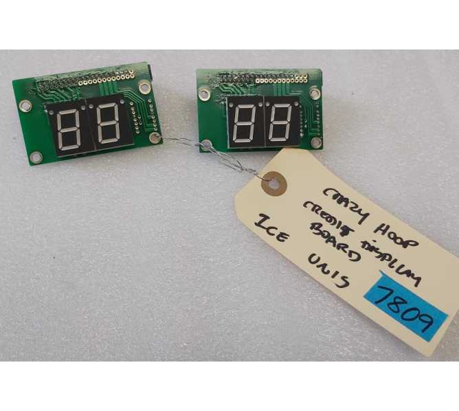 ICE CRAZY HOOP Arcade Game CREDIT DISPLAY Board - Lot of 2 #7809 