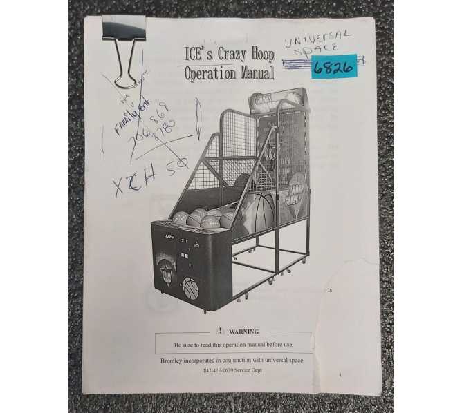 ICE CRAZY HOOP Arcade Game OPERATION Manual #6826