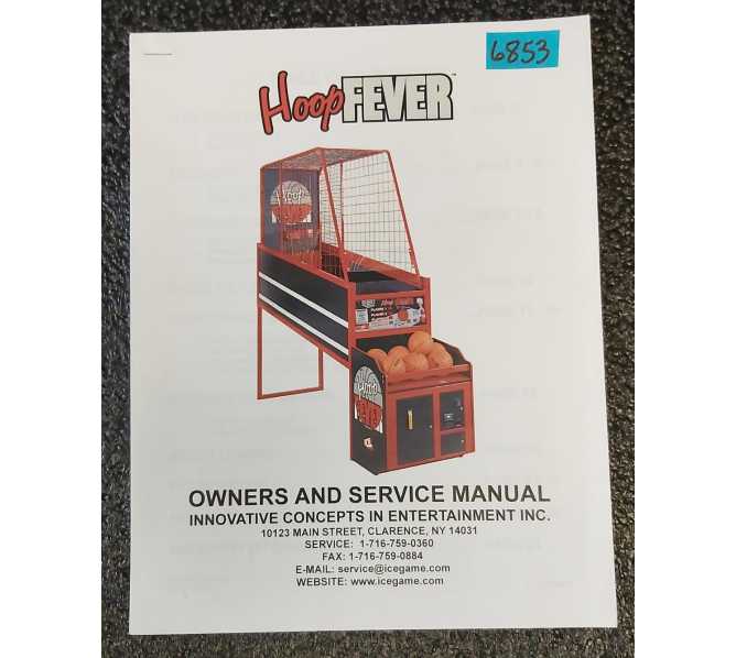 ICE HOOP FEVER Arcade Game OWNER'S & SERVICE Manual #6853 